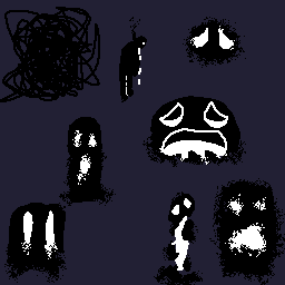A series of ghost-like figures. Each of them appear to distort near the edges, and they all feature white glowing eyes.